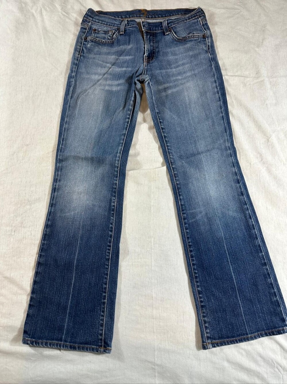 7 For All Mankind Blue Flared Wide-Leg Jeans